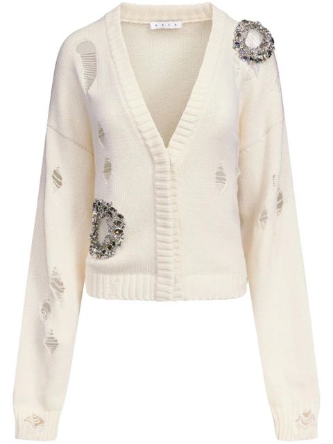 AREA crystal-embellished cardigan - Neutrals - zdjęcie produktu nr 1