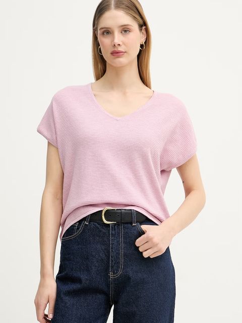 United Colors of Benetton T-shirt damski z lnem - zdjęcie produktu nr 2