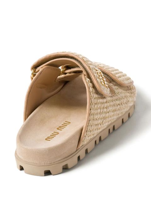 Miu Miu touch-strap raffia sandals - Neutrals