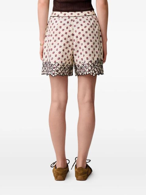 Claudie Pierlot floral-print embroidered shorts - Neutrals