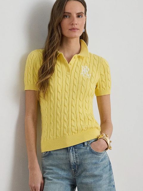 Lauren Ralph Lauren sweter z krótkim rękawem damski bawełniany - zdjęcie produktu nr 1