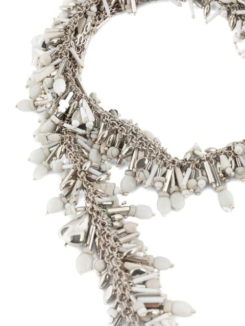 DRIES VAN NOTEN beaded scarf necklace - Silver
