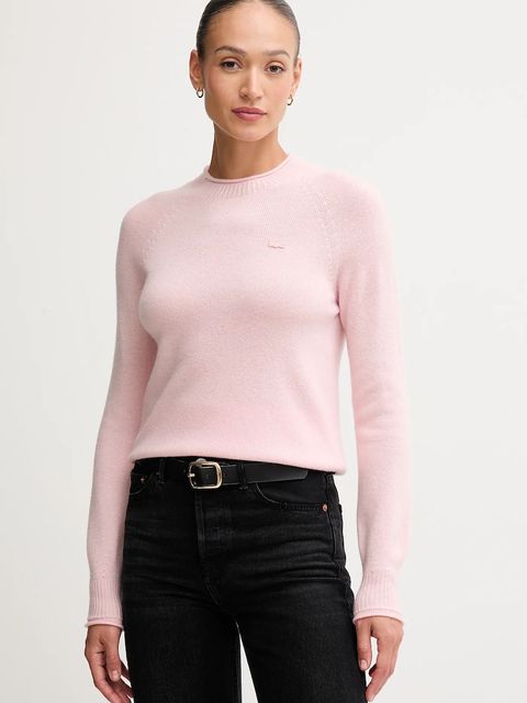 Lacoste sweter wełniany damski kolor różowy lekki AF4160 - zdjęcie produktu nr 1