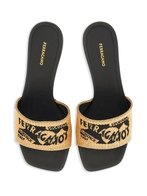 Ferragamo 55mm jacquard raffia sandals - Neutrals