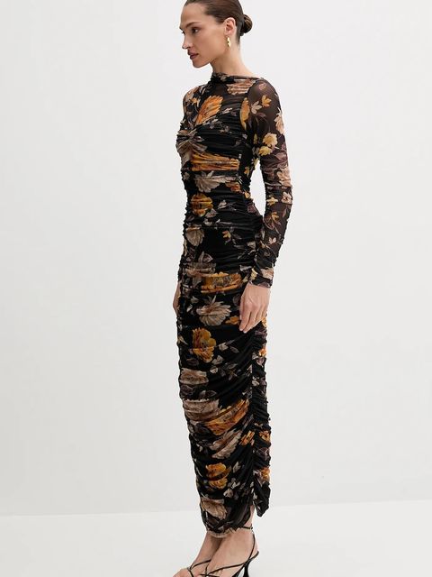 Bardot sukienka kolor czarny midi dopasowana 60096DB