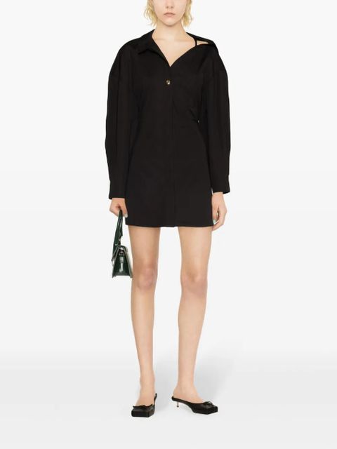 Jacquemus asymmetric-neck shirt minidress - Black - zdjęcie produktu nr 2