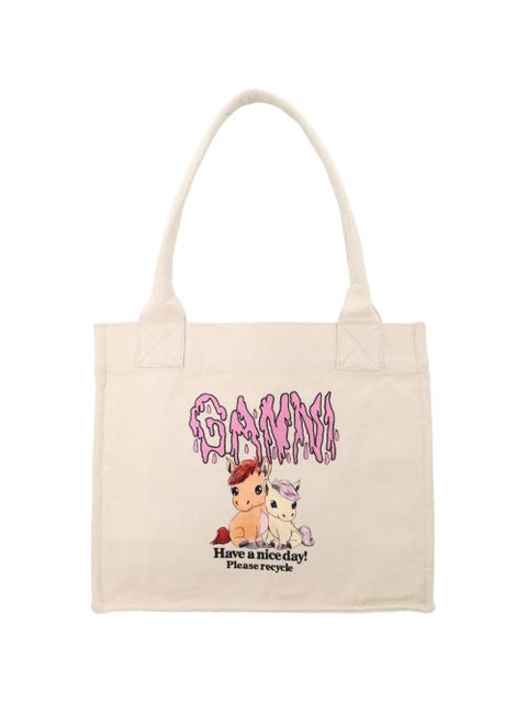 GANNI large graphic pony tote bag - Neutrals - zdjęcie produktu nr 2