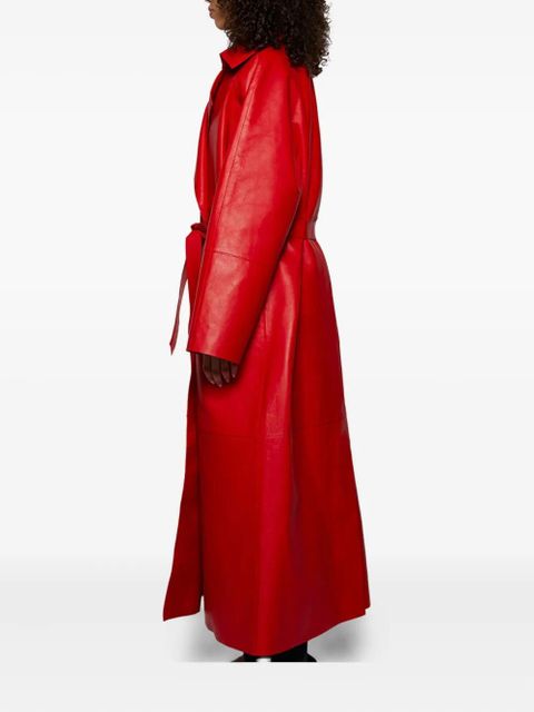Magda Butrym belted leather coat - Red