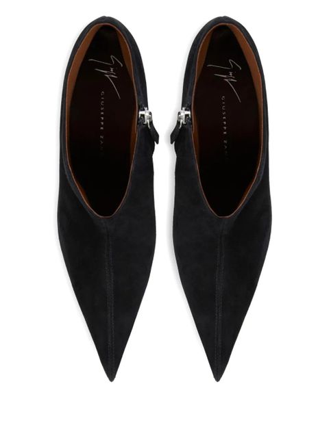 Giuseppe Zanotti pointed-toe v-cut suede heeled pumps - Black - zdjęcie produktu nr 2