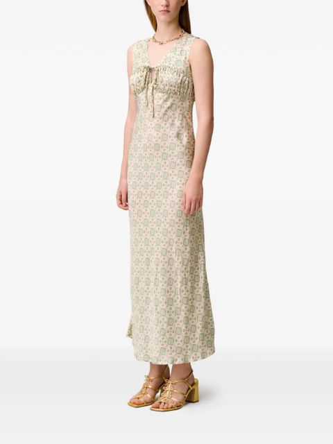 Claudie Pierlot printed drawstring-detail dress - Neutrals