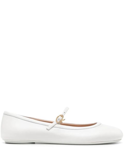 Gianvito Rossi round-toe leather ballerina shoes - White - zdjęcie produktu nr 1