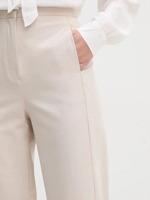 Sisley spodnie z domieszką wełny kolor beżowy proste high waist 4JYQLF061