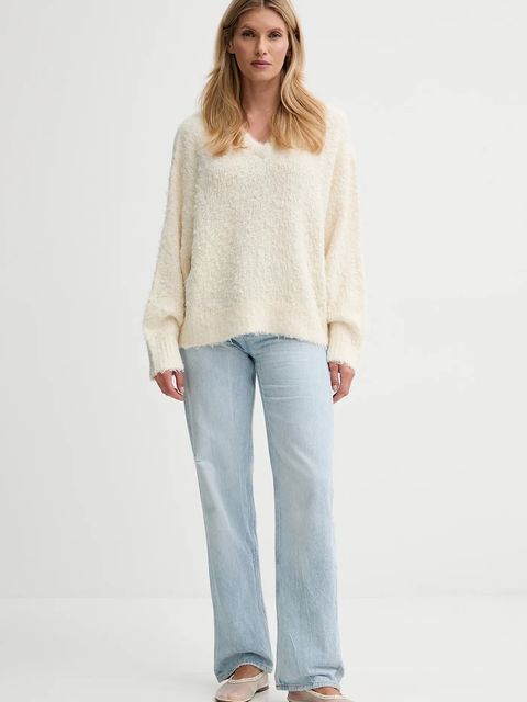 Filippa K sweter jedwabny damski kolor beżowy 31857