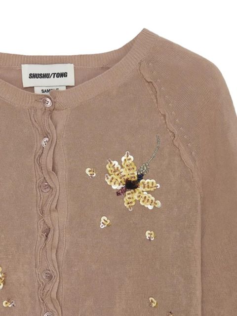 SHUSHU/TONG floral-embellishment cardigan - Neutrals - zdjęcie produktu nr 2