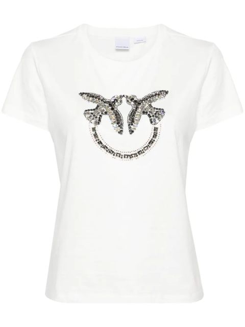 PINKO Love Birds cotton T-shirt - White - zdjęcie produktu nr 1