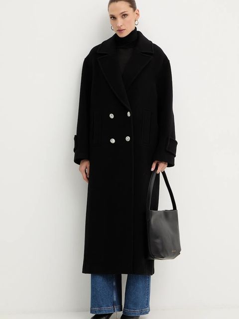 Pinko płaszcz z dodatkiem wełny kolor czarny 105770 A2SM - zdjęcie produktu nr 2