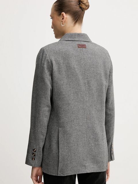 Pepe Jeans marynarka z domieszką wełny kolor szary dwurzędowa wzorzysta PL4024351 - zdjęcie produktu nr 2
