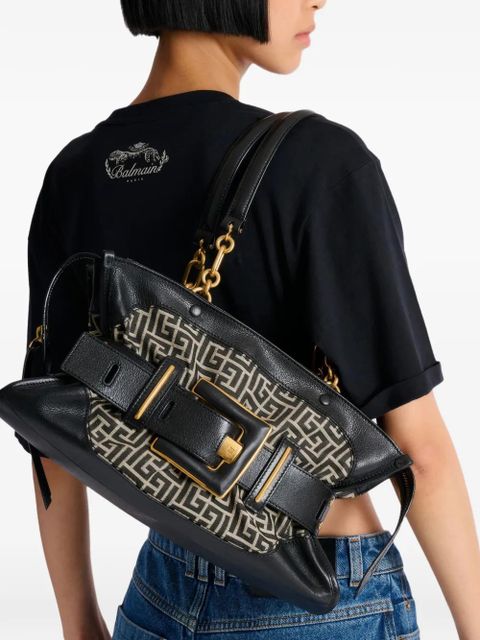 Balmain Anthem monogram jacquard tote bag - Black - zdjęcie produktu nr 2