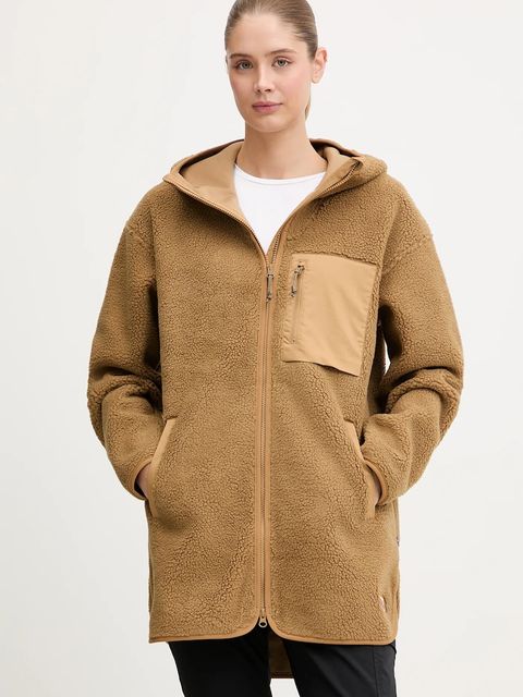 Fjallraven bluza Vardag Pile damska kolor zielony z kapturem gładka F14600256-232 - zdjęcie produktu nr 1