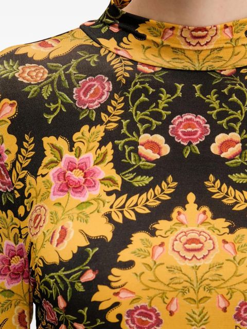 FARM Rio floral-pattern T-shirt - Black