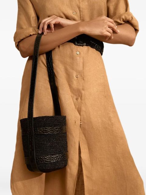 Manebi x Alex Rivière Studio raffia leather shoulder bag - Black - zdjęcie produktu nr 2