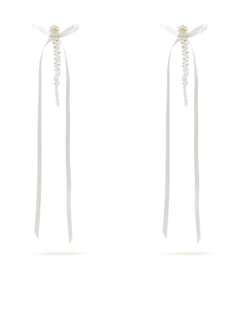 Simone Rocha Bow Ribbon Drip earrings - White