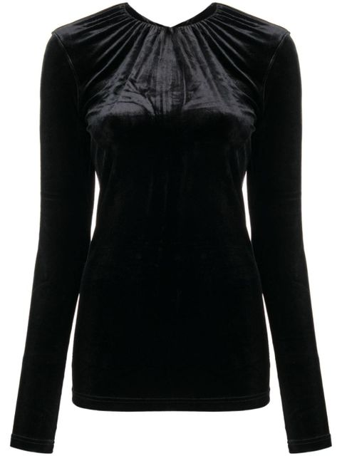 TOTEME gathered-neck velvet top - Black - zdjęcie produktu nr 1