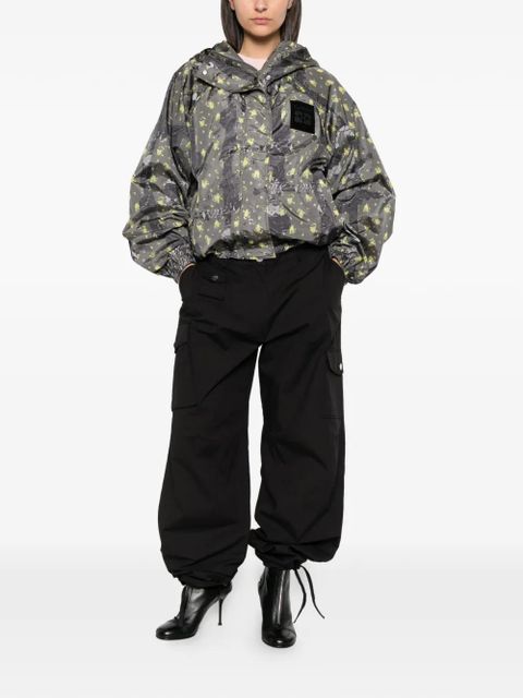 GANNI floral-print hooded jacket - Grey - zdjęcie produktu nr 2