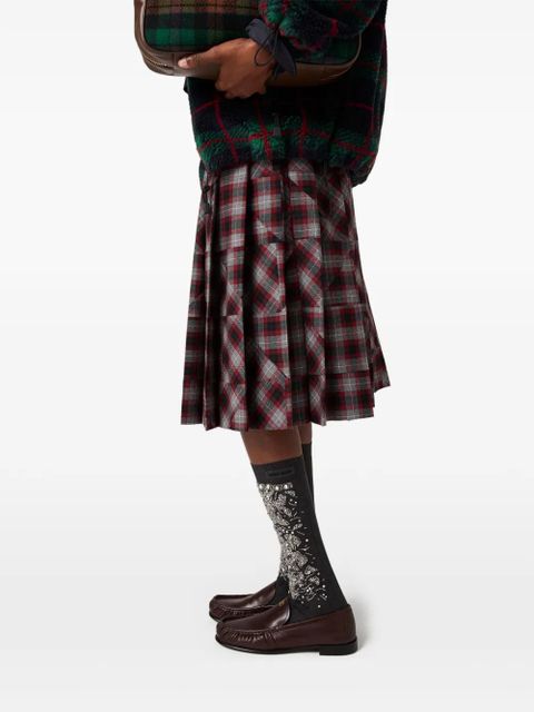 Miu Miu tartan pleated midi skirt - Red