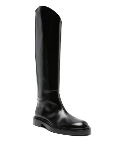 Jil Sander asymmetric leather boots - Black