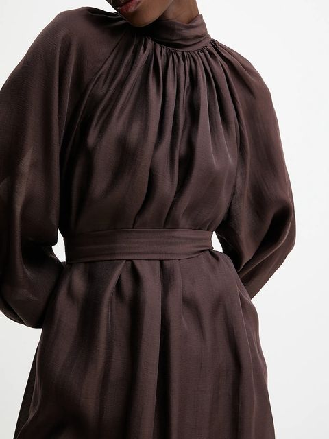 Answear.LAB sukienka kolor brązowy mini rozkloszowana