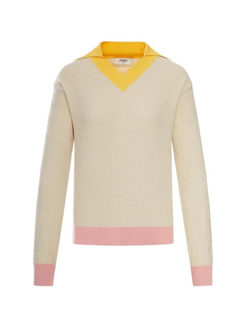 FENDI V-neck sweater - Neutrals - zdjęcie produktu nr 1