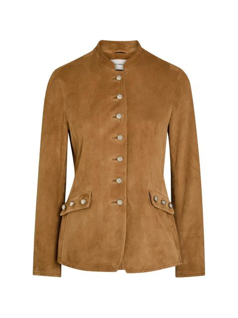 Nour Hammour mandarin-collar suede jacket - Brown - zdjęcie produktu nr 1