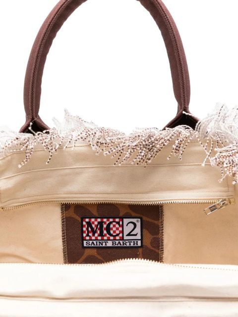 MC2 Saint Barth giraffe-print fringed tote bag - Brown