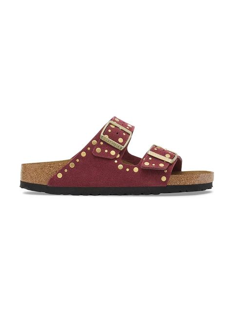 Birkenstock klapki zamszowe Arizona Rivet damskie kolor czerwony 1030463 - zdjęcie produktu nr 1
