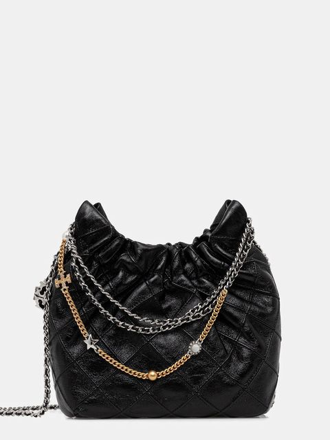 Tory Burch torebka skórzana Fleming kolor czarny 164022-001