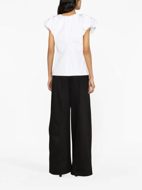 Jil Sander puff-sleeve cotton top - White