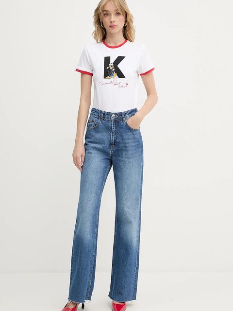 Karl Lagerfeld t-shirt bawełniany KL X DISNEY damski kolor biały A3W17089 - zdjęcie produktu nr 2