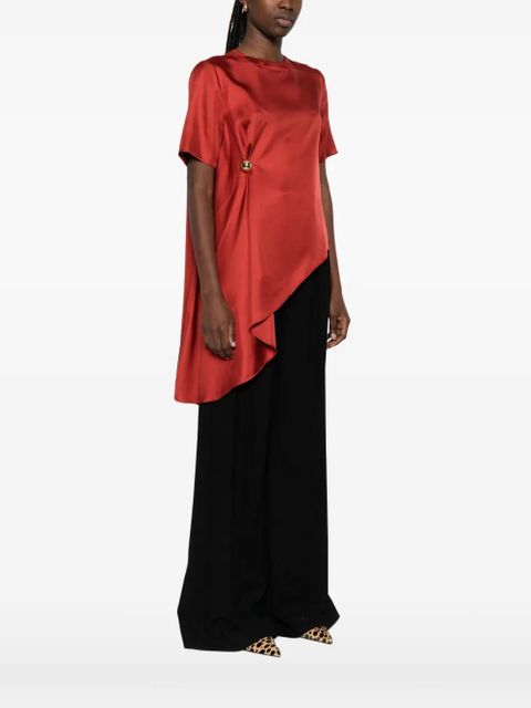 LouLou de Saison Madea button-detail asymmetric blouse - Red