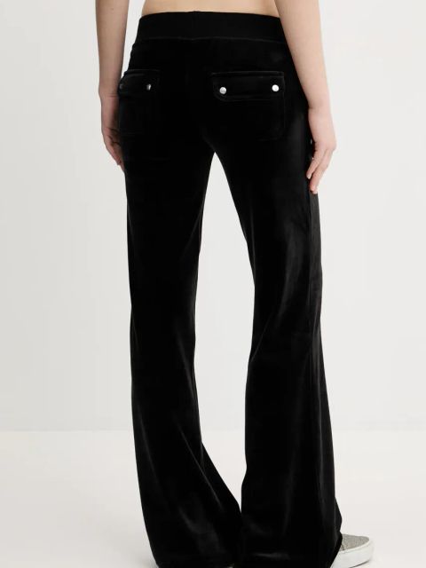 Juicy Couture spodnie dresowe welurowe dziecięce LAYLA CAVIAR damskie kolor czarny z aplikacją JCBBJ125806