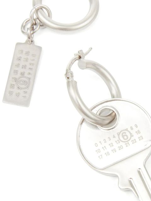 MM6 Maison Margiela Tag and Key pendant hoop drop earrings - Silver