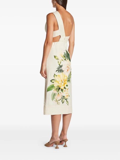 FARM Rio floral-print one-shoulder midi dress - Neutrals