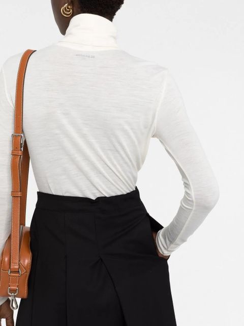 Jil Sander logo-print roll-neck top - White