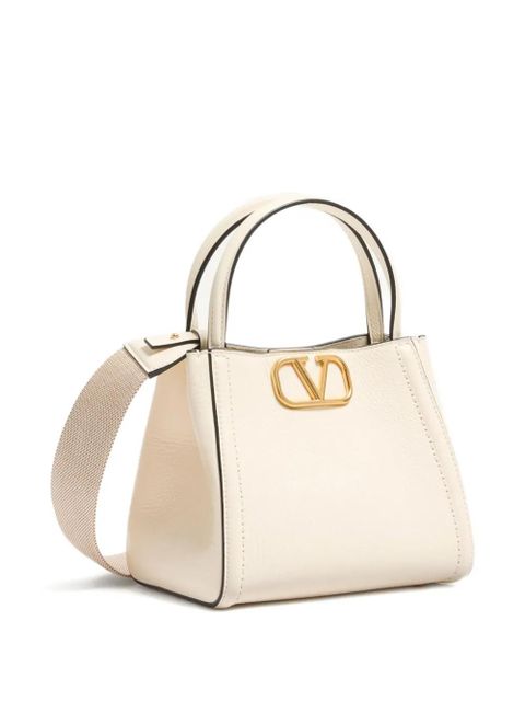 Valentino Garavani small Alltime leather tote bag - Neutrals