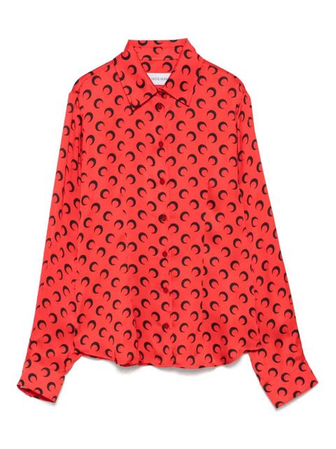 Marine Serre Crescent Moon-print shirt - Red - zdjęcie produktu nr 1