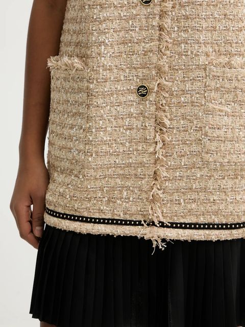 Karl Lagerfeld sukienka z domieszką wełny kolor beżowy mini prosta B1W13008