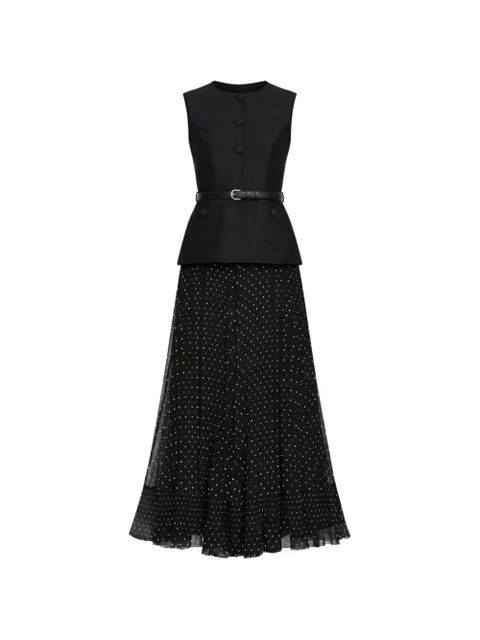 Self-Portrait buttoned waist-belt dress - Black - zdjęcie produktu nr 1