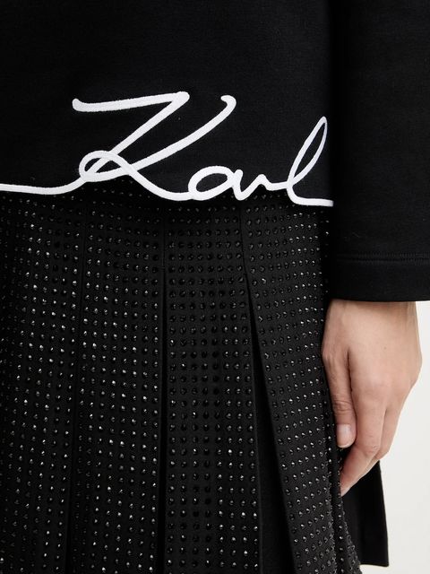 Karl Lagerfeld bluza z bawełną damskie kolor czarny z aplikacją A4W20040