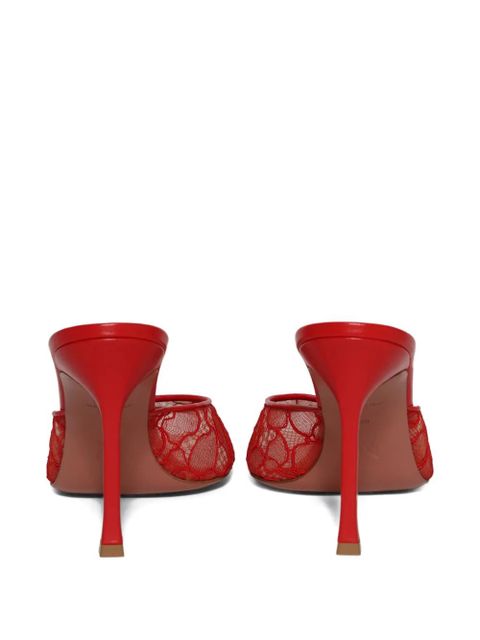 Amina Muaddi 95mm Alexa Lace Slipper sandals - Red