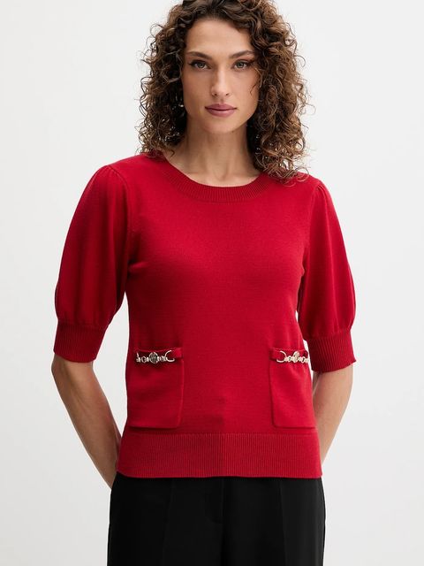 Fracomina sweter damskie kolor czerwony lekki FR25WT7019K55601 - zdjęcie produktu nr 1